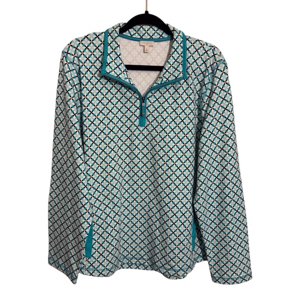 Talbots Size X-Large Out & About Half Zip Fascinating Scallop Sweater Outdoor - Picture 1 of 7
